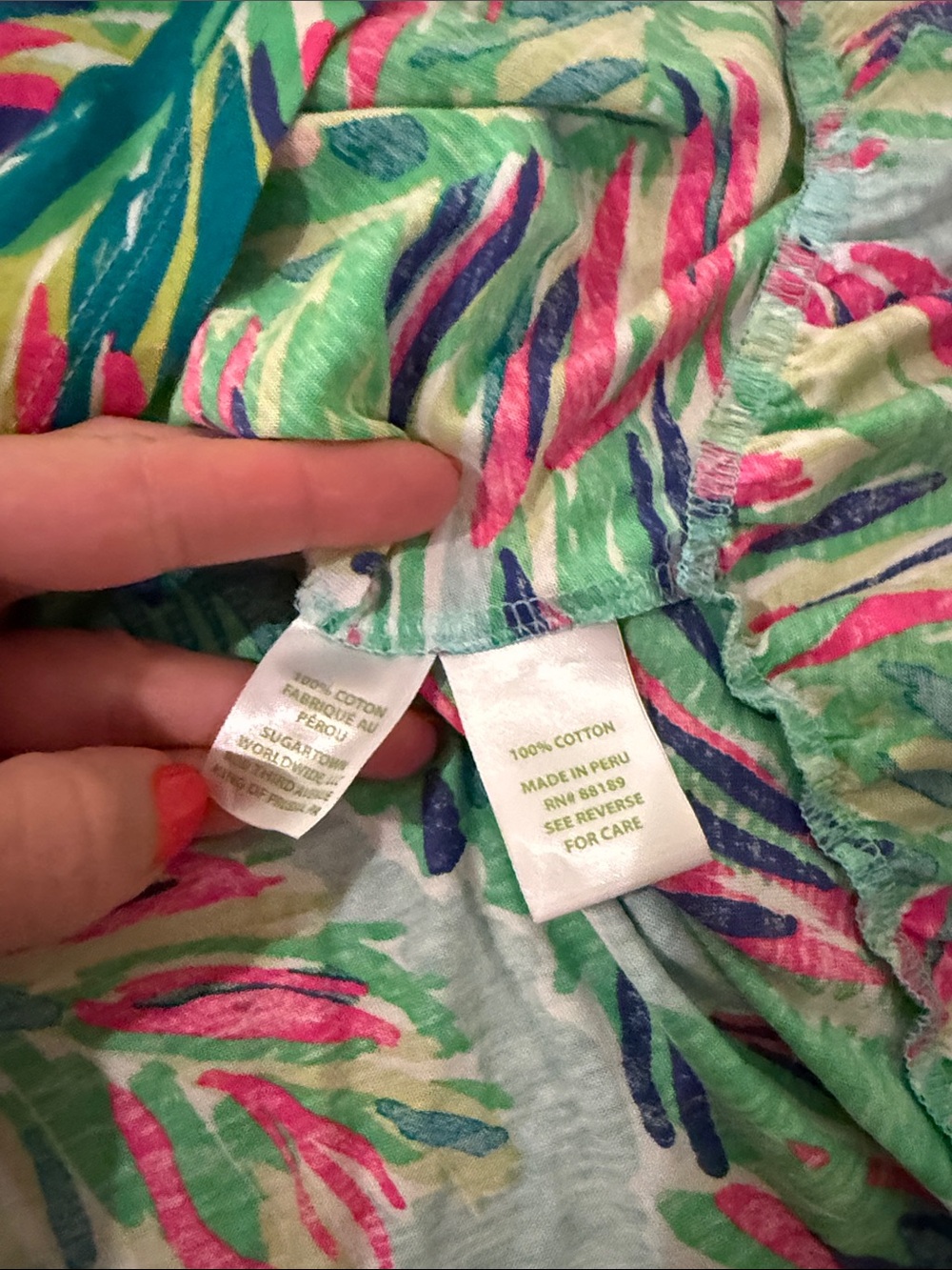 Lilly Pulitzer Tropical Print Sleeveless Dress in Aqua, Pink & Green - Picture 3 of 4